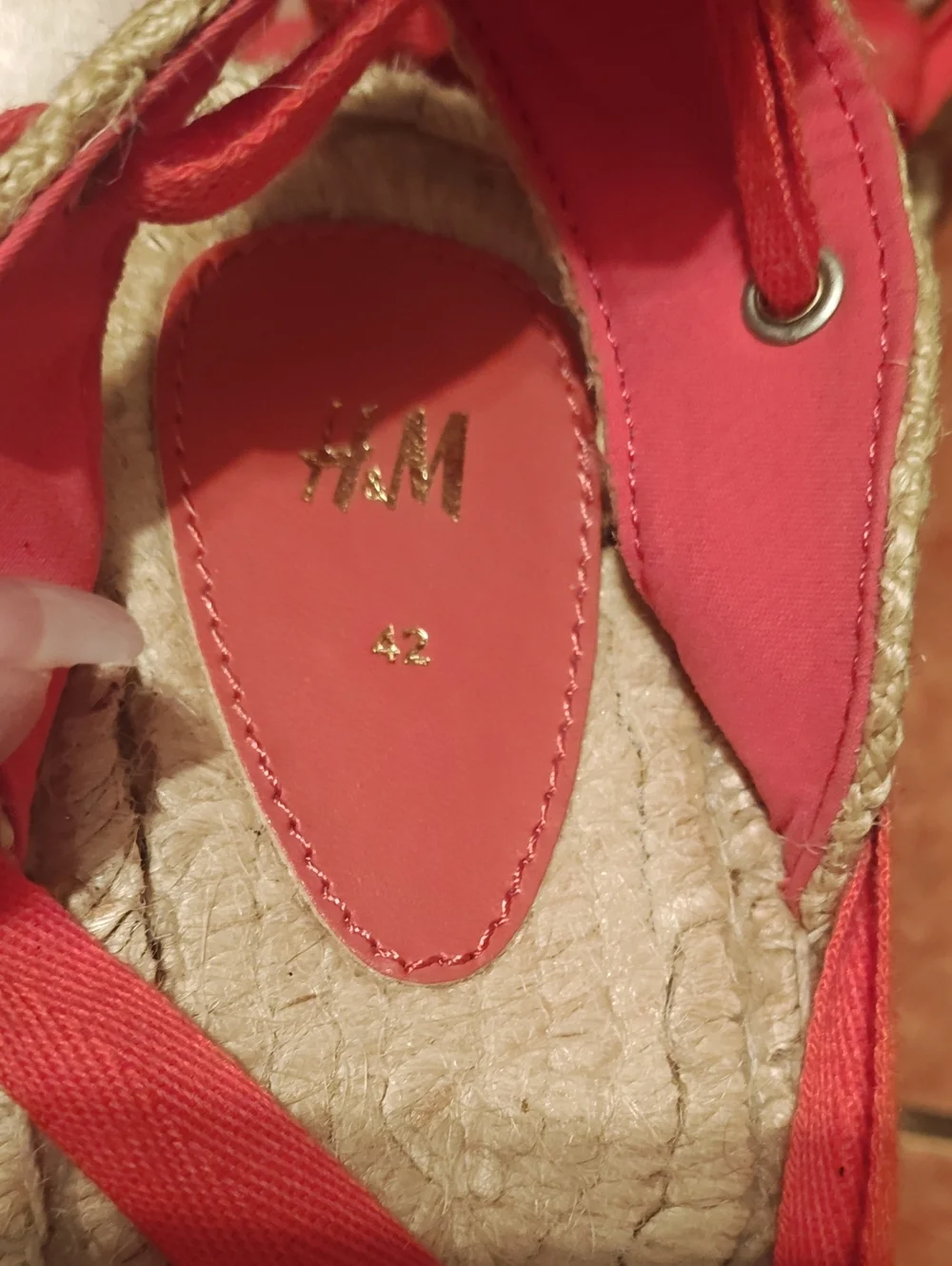 H M Women's Red Espadrille Lace-Up Flats